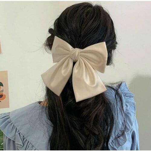 Oversized Bow Hair Accessories Fashion Satin Ribbon Hairpins Big Bow Hairpins Women Girls Satin Ladies Hairpins Cute