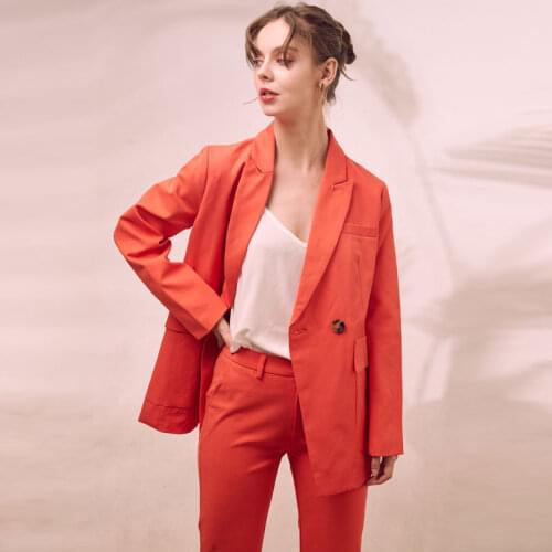 HStar 2020 autumn women single blazer office lady fashion high waist pants suit female elegant two piece set