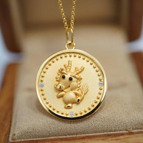S.EAST SUN European and American Style Italian drawing silver gold coin Zodiac Dragon Pendant