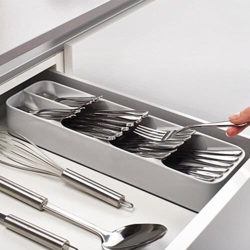 1PC Kitchen Drawerstore Organizer Tray Spoon Cutlery Box Kitchen Storage Holder Rack Kitchen Stainless Steel Fork Shelf QA 136