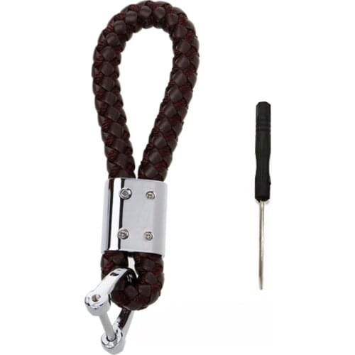 1PC Braided Leather Strap Universal Key Chain Ring Fobs For Car Chevrolet BMW HONDA KIAqiang