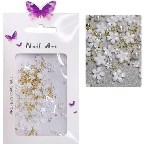 1 Bag 3D Flower Nail Art Charms Decoration Nails Design Decals for Women Girls DIY Craft Tool Salon Accessories
