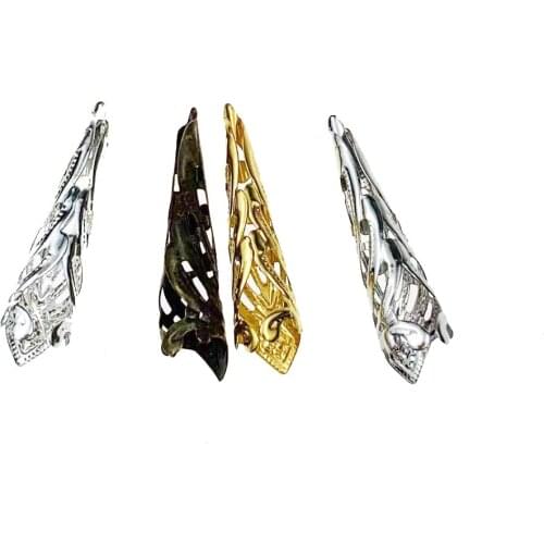 50Pcs/lot 34mm Bugle Filigree Long End Bead Cap Gold Silver Bronze rhodium Wholesale