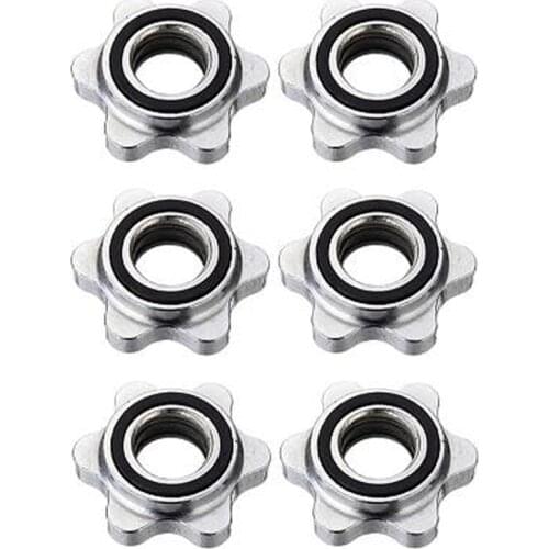 6 PCS Barbell Clamps, Hex Nut Replacement Durable Spin-Lock Collar Screw Hex Nut for Barbell