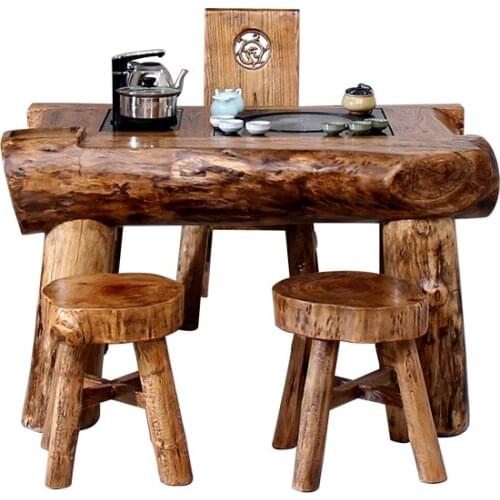 YL Tea Table Small Tea Table Set Household Integrated Solid Wood Tea Table Chair Combination Balcony Tea Table Tea Ceremony