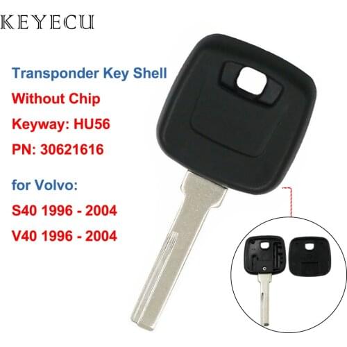 Keyecu Ignition Transponder Key Shell Case Cover for Volvo S40 V40 1996 1997 1998 1999 2000 2001 2002 HU56 Blade P/N: 30621616