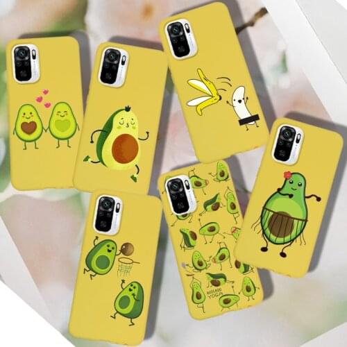 For Xiaomi Redmi Note 10 9 8 Pro 9 Pro A S T 9S 9T 8T 10S Redmi 9C 9A 9 Case Cover Silicone Soft Yellow Phone TPU Avocado Funny
