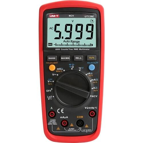 UNI-T AC/DC Digital Multimeter UT139E LCD Backlight Handheld Ammeter Voltmeter Ohm Multimetro Voltage Tester Meter
