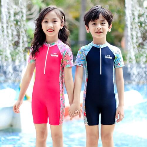 Zipper Kids Swimwear For Girls Swimming Suit For Boys One Piece Swimsuit Baby Bathing Suit Children Zwempak Meisje 2021 New