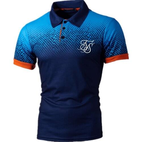 2021SikSilk New Mens Polka Dot Slim T-shirt Summer Fashion Breathable Cotton Mens Short Sleeve Lapel Pullover +9