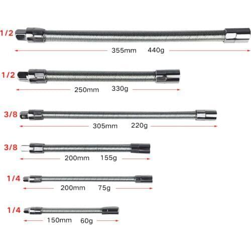 1/4" 3/8" 1/2" Drive Flexible Flexi Socket Extension Bar Adapter Metal shaft conversion head High Torque Socket Hand Tool Set