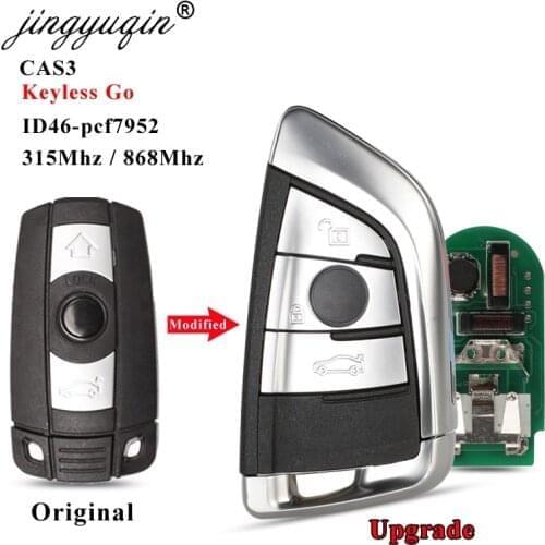 Jingyuqin 5pcs/lot CAS3 Keyless-Go Upgrade Smart Remote Key for BMW 3/5/6 Series X5 X6 3 Button 315MHz/868Mhz PCF7952