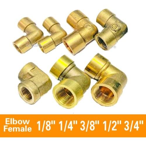 Elbow Female 1/8" 1/4" 3/8" 1/2" 3/4" Thread Brass Pipe Equal Nipple Fittings Brass Quick Adapters Connectors Copper Pipe