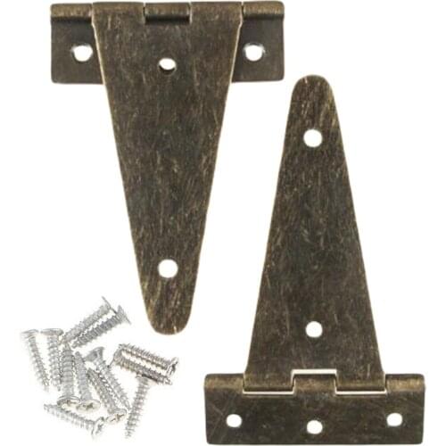 Hot !2pcs Heavy Duty Bronze Flat T Hinge For Barn Gates Wooden Box Cabinet Door Accessories Flat Hinges Furniture Decoration New