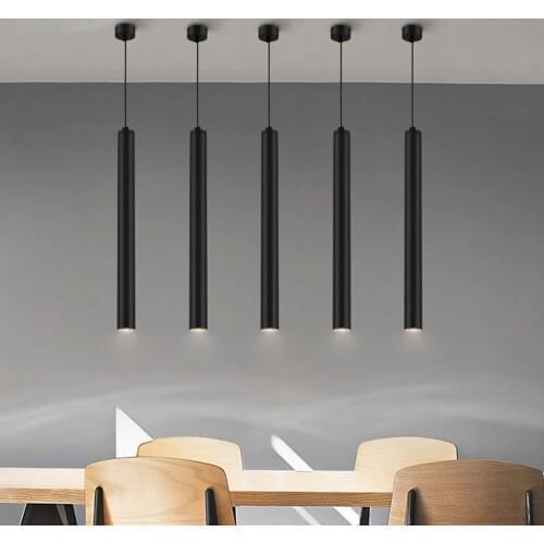 Mini 30mm Led Pendant Light Long Tube Hanging Kitchen Lights Fixture Black White Length Adjustable For Kitchen Bad Stores Office