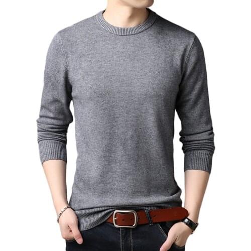 Men Casual Sweater Autumn Winter Warm Knitted Wool Sweaters Solid Color O-Neck Pull Homme Cotton Pullover
