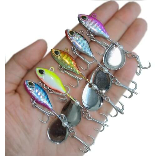 New Arrival 1PCS 7g/10g/14g Metal VIB Fishing Lure Spinner Sinking Rotating Spoon Pin Crankbait Sequins Baits Fishing Tackle