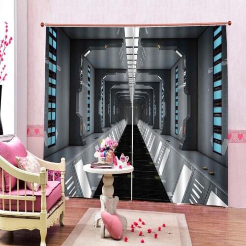 New Customized size 3D Curtains Space tunnel Curtain For Living Room Bedroom Hotel Blackout Curtains