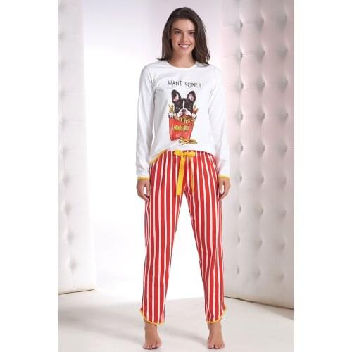 NEW SEASON ZEY Womens Ecru Printed Pajamas Set