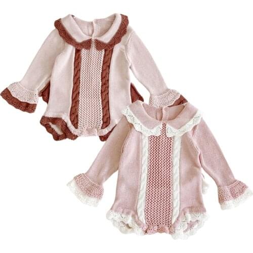 Baby Girl Clothes Knitted Baby Jumpsuit Autumn Baby Knitted Romper Girls Flare Sleeve Princess Cotton Toddler Outfit Clothing