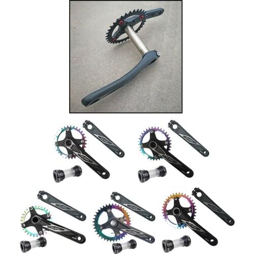 Single Speed Crankset + 32T-38T Chainring 170mm Crankarm 104BCD Crank Set for Road Mountain Bicycle Folding Bike Fixed Gear