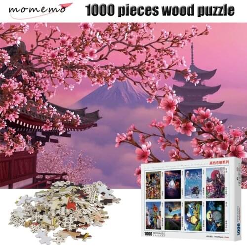MOMEMO Puzzle 1000 Pieces Cherry Blossom Landscape Jigsaw Puzzle High Definition Wooden Adult Puzzles 1000 Pieces Puzzles Toys