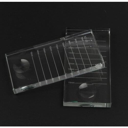2 in 1 with Tick Mark Rectangle Crystal Glass False Eyelashes Stand Pad Glue Pallet Adhesive Holder