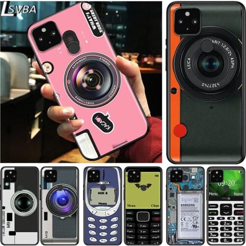 Funny Camera Retro Tape Shockproof Cover for Google Pixel 5 4 5A 4A XL 5G Black Phone Case Shell Soft Fundas Coque Capa