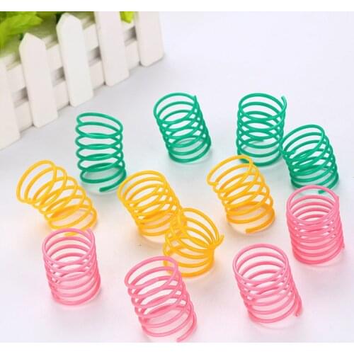 Cat Spring Toy Plastic Colorful Coil Spiral Springs Pet Action Wide Durable Interactive Toys Spring Toys Pet Accessories