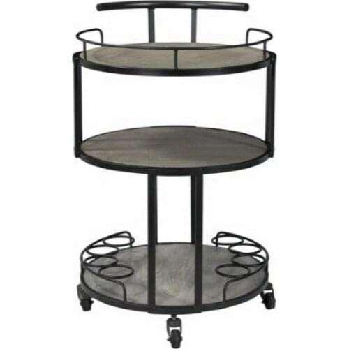Mayco Serving Trolley 3 Tier Metal Round Bar Food Service Cart with Wheels