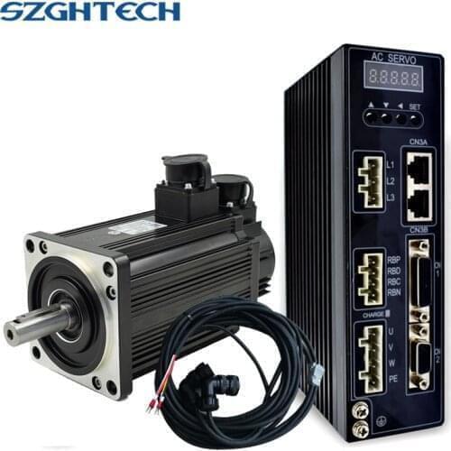 New series servo 2kw,7.7NM, 2500rpm AC servo motor driver with brake and cables system 220V 2KW servo kit for CNC