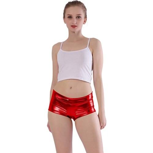 AOYLISEY Womens Shiny Metallic Sexy Shorts Dance Nylon Spandex Jazz Gold Shorts for Women Fitness Low-waisted Skinny Club short