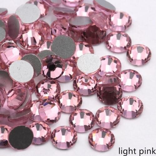 High Quality SS3-30 light pink Rhinestones glu On For Clothes Non Hotfix Flat bottom Glass Stone