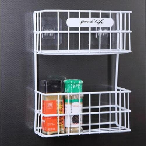 Storage Rack Dual-layer Easy to Install Wrought Iron Practical Bathroom Organizer for Shampoo