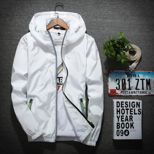 6XL 7XL Men Ms Zipper Reflective Casual Jacket 2019 Autumn New Windbreaker Hooded Streetwear Coats Zipper Outwear Clothing