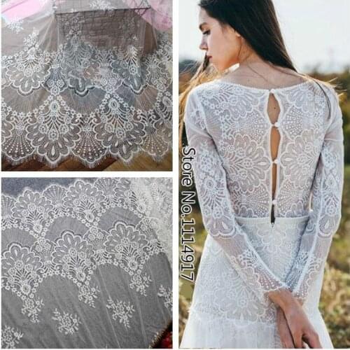 High Quality Eyelash Wedding Lace Fabric DIY Stage Slothes Handmade Material Evening Dress Fabric Width 150cm 3M/Piece
