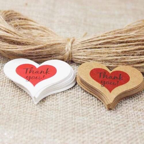 Heart shape thank your gift swing tag kraft red heart wedding favor decoration tag gift tag 100pcs+100pcs hemp string