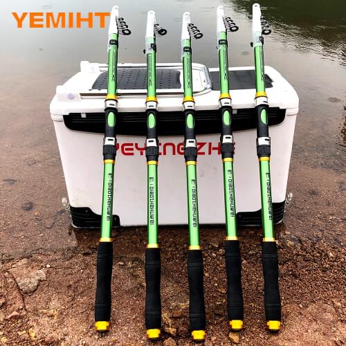 YEMIHT New Design White Spinning Fishing Rod FRP + Carbon Fiber Telescopic Fishing Rods 2.1M 2.4M 2.7M 3.0M 3.6M