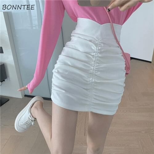 Skirts Women Slim Sexy Club Shirring High Waist Solid Irregular Leisure All-match Stylish Mini New Arrival Girl Fashion Mujer