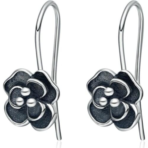 2019 Popular Authentic 925 Sterling Silver High Quality Dazzling Flower Pushed-back Stud Earrings for Women Jewelry VSE026