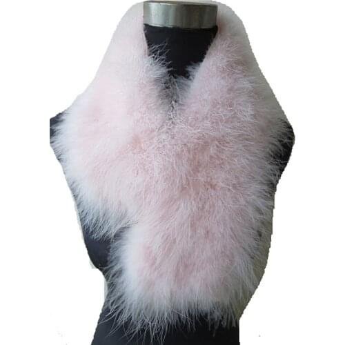 Real Ostrich Feather Fur Scarf Womens Winter Warm Shawl Wraps Wedding Party Fashion 70 cm*14 cm