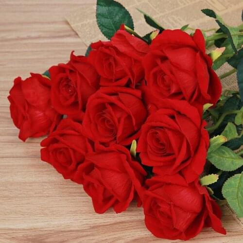 10pcs Bouquet Hand Holding DIY Wedding Artificial Flowers Rose Bud Heads Fake Roses Bouquet Flowers For Home Decoration Wedding