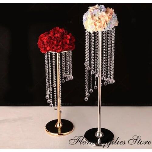 10pcs crystal vases for wedding centerpieces acrylic stand wedding decoration flower walkway stand