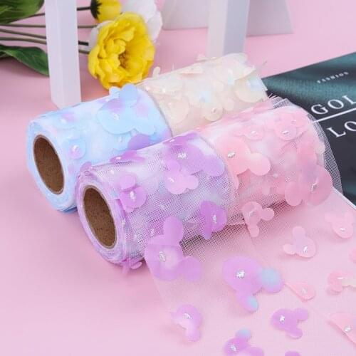 10yards/lot 6/8/10/12cm Rainbow Mesh Ribbon DIY Crafts Handmade Bow Bouquet Wrapping Party Decor Supplies