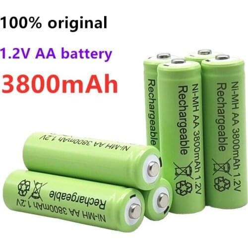 100% Original AA 3800 mAh 1.2 V Quality rechargeable battery AA 3800 mAh Ni-MH rechargeable 1.2 V 2A battery