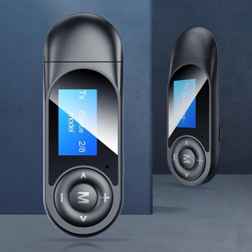 2 In 1 USB Bluetooth 5.0 Music Receiving Transmitting LCD Display Audio Adapter