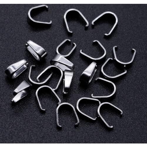 50pcs/lot 100% Stainless Steel Jewelry Pendant Clip Pinch Bail Connector Buckle Wholesale Connectors Buckles