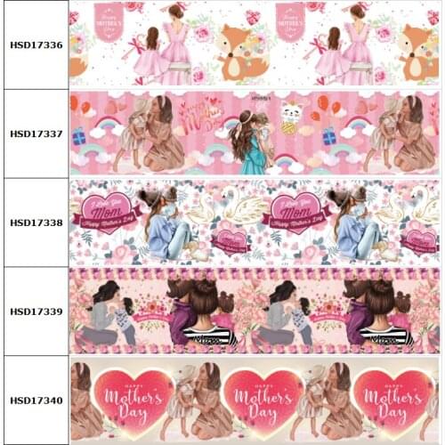 HSDCraft Happy Mothers Day Celebrate Printed Grosgrain/Satin Ribbon for DIY Sewing Hairbow Accessories Decoration 38MM 1Yard