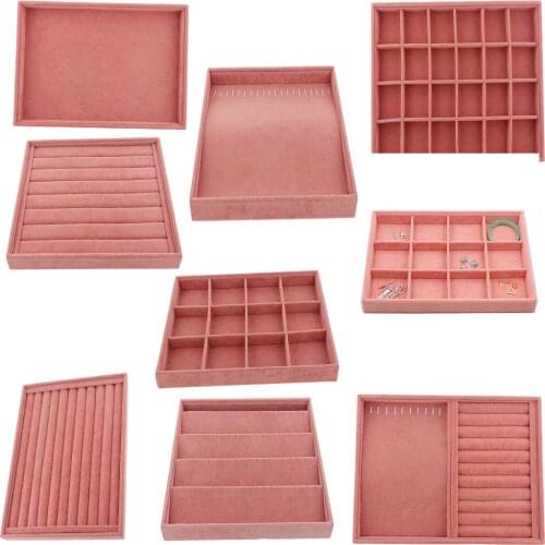 Velvet Jewelry Earrings Ring Showcase Display Organizer Tray Holder Storage