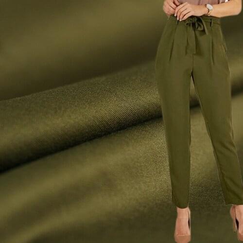 White waxberr Olive Green Elastic Single-Yarn Drill Cotton Fabrics Garment Women Pants Windcoat DIY Sewing Cloth Freeshipping